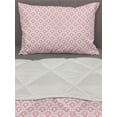 thumbnail image 3 of Art Deco Comforter & Sham Bedding Set, Fish Scale Inspired Design Damask Stencil Pattern of Tiny Flower Petals, 3 pcs Duvet Set Microfiber Filling Quilt, 5 Sizes, Pale Pink and White, by Ambesonne, 3 of 4