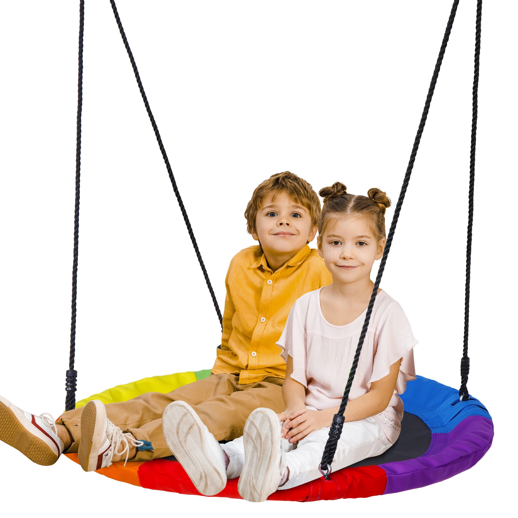 Tree Swing Outdoor Playground Toys Backyard  Kids Round Saucer Adjustable Swing 