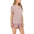 thumbnail image 4 of Womens Modal Short Sleeve Nightwear Set Lingerie Ladies V-Neck Pajamas Sleepwear Women's Pajama Button Down Sleepwear Soft Pj Set Top and Shorts Pajamas Set, 4 of 5