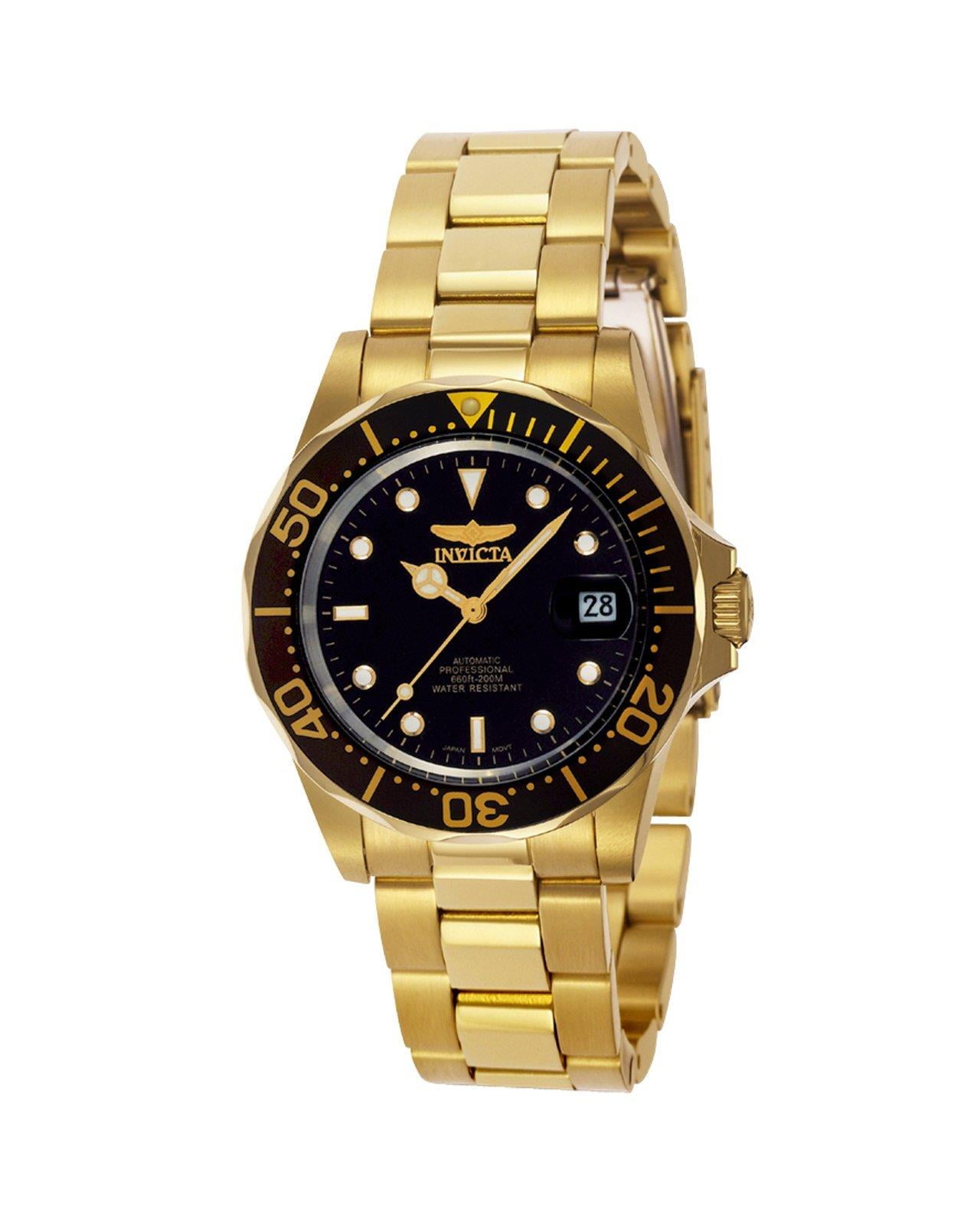 Invicta Men's 8929 Pro Diver Gold Tone Automatic Black Dial Dive Watch
