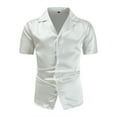 thumbnail image 4 of Iugvhana Men's Trendy Disco Shirt Outfit Button Down Shirts for Men Short Sleeve Turn Down Collar Shiny Shirt Party Top White M, 4 of 8