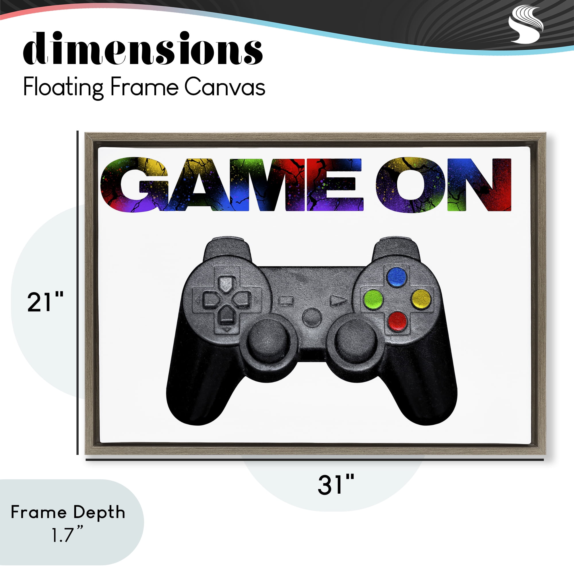 Stupell Industries Controller Game On Splatter Brown Framed Floater Canvas Wall Art, design by Marcus Prime