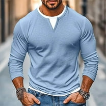 DAFPZW Mens Long Sleeve Muscle T-Shirts Casual V-Neck Longline Sport Tee Shirts Solid Bodybuilding Athletic Activewear Tops