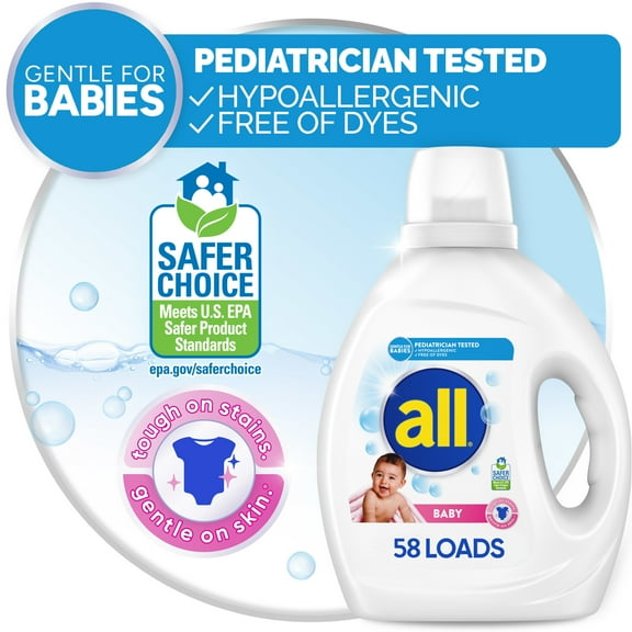 all Baby Liquid Laundry Detergent, 73 Ounce, 58 Loads