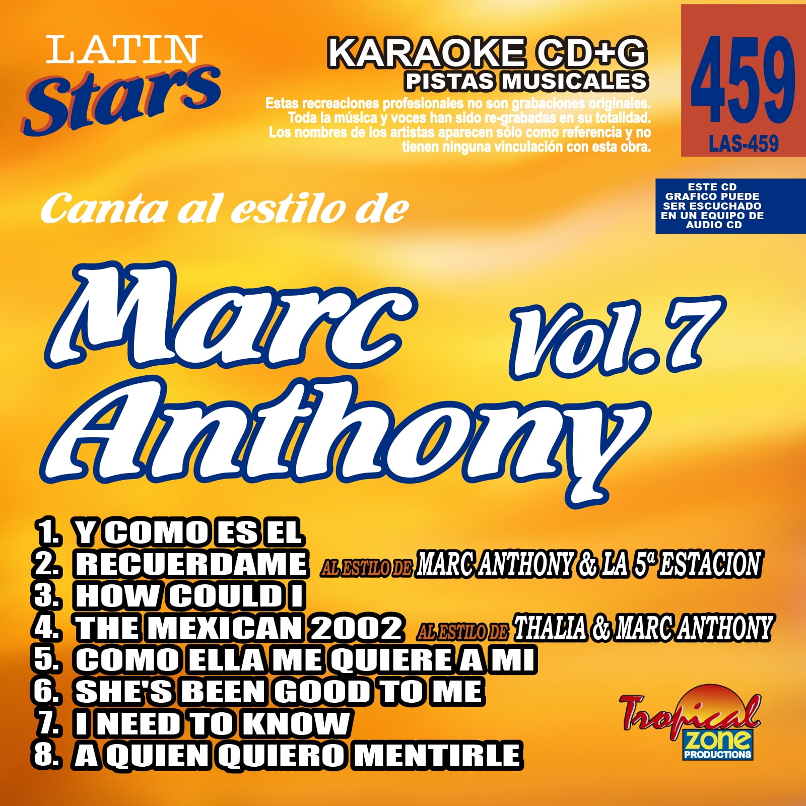 Karaoke Latin Stars 459 Marc Anthony Vol.7 - Walmart.com