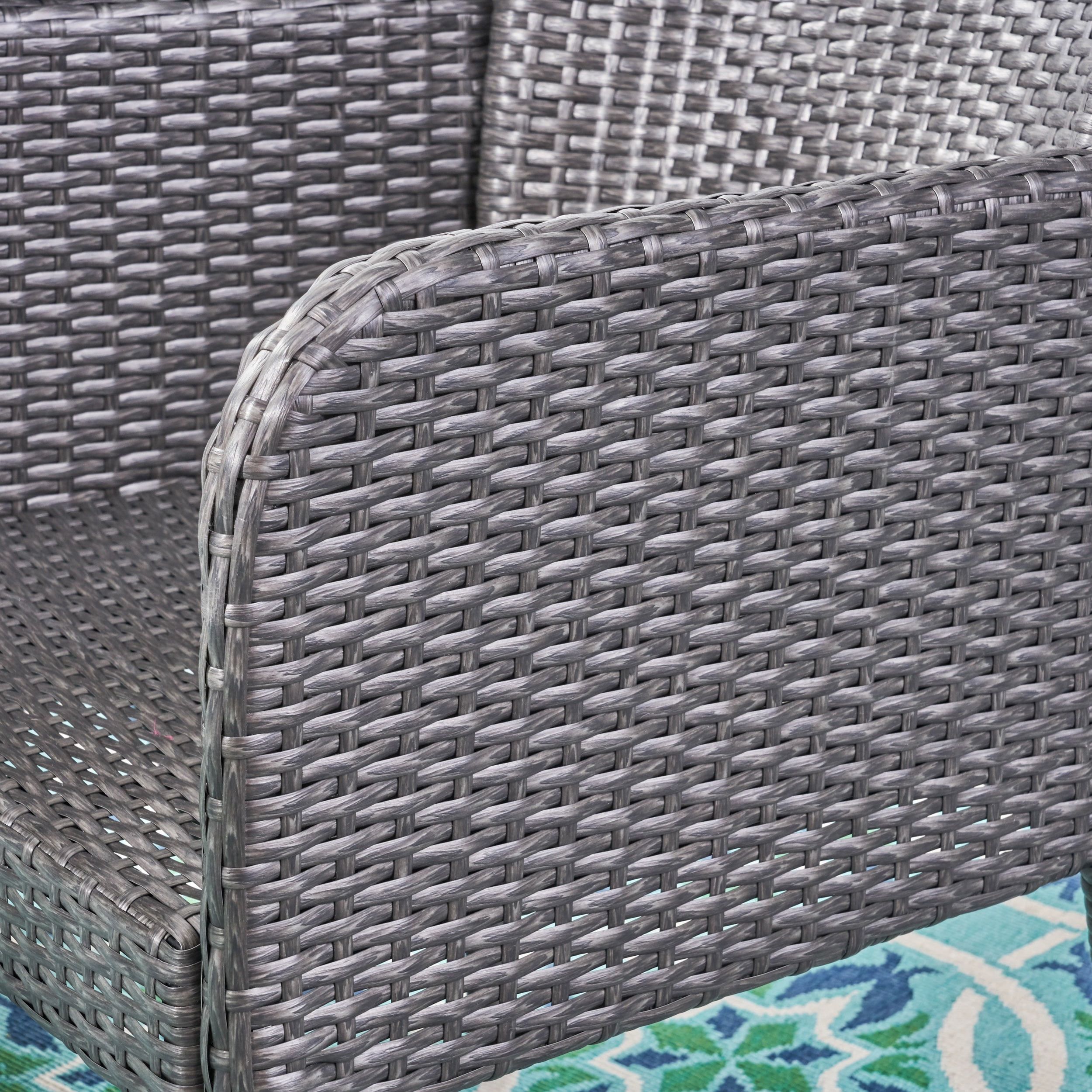 Mara Outdoor 5 Piece Wicker Dining Set, Grey