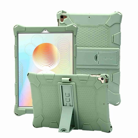 Dteck Case For iPad 8th (2020) / 7th Gen 10.2 (2019)/ iPad Air 3rd Gen 10.5 (2019)/ iPad Pro 10.5 (2017) Shockproof Silicone Anti Slip Kids Friendly Protective Hard PC Kickstand Cover matchagreen