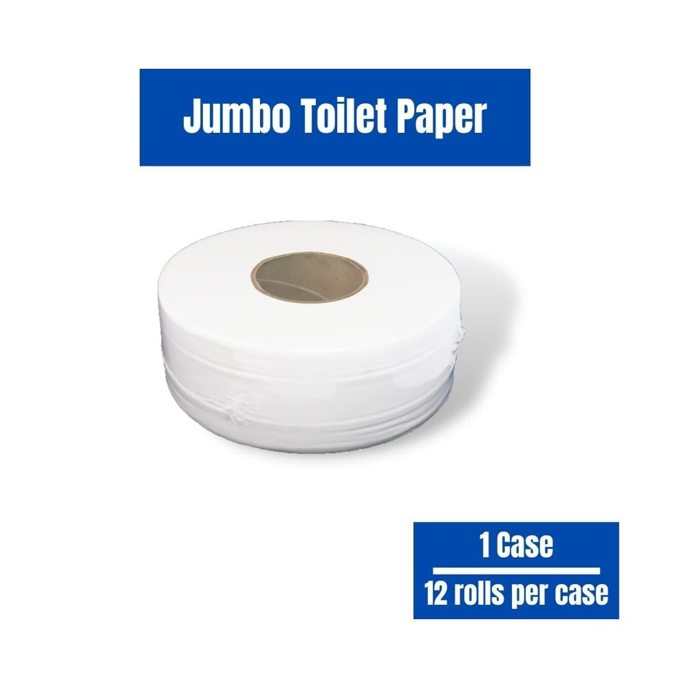 SSBM Jumbo Roll Tissue Economy Size Non-Perforated Premium Toilet Paper, White, 3" Core, 1000 Feet, 2 Ply, 12 Rolls