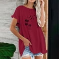 thumbnail image 2 of Blusa de manga corta con estampado regular de flecos y cuello redondo de algodón y cáñamo para mujer OAVQHLG3B Store  lin121212, 2 of 5