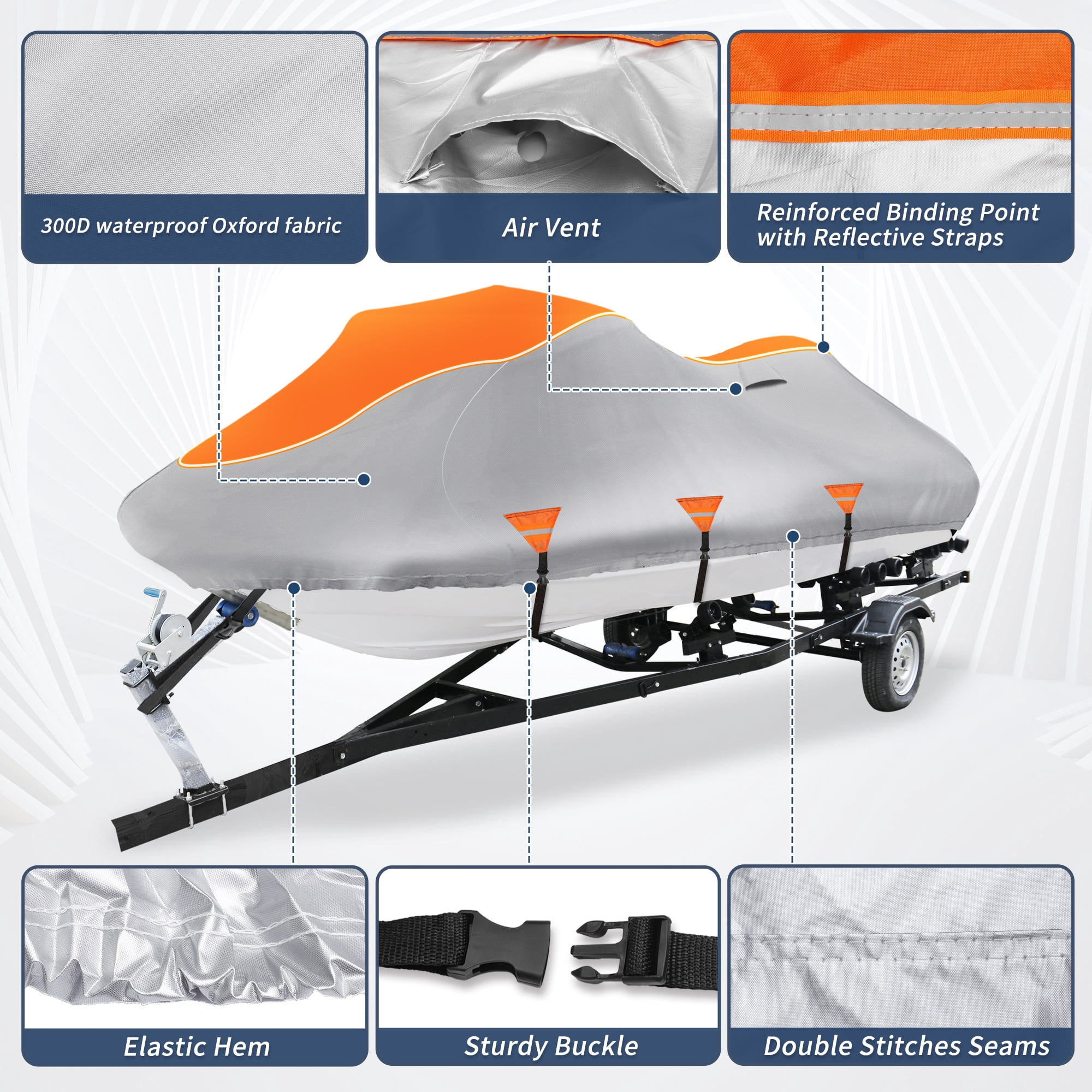 Unique Bargains 1 Seater 300D Duty Oxford Waterproof Cover Silver Orange 116"-125"