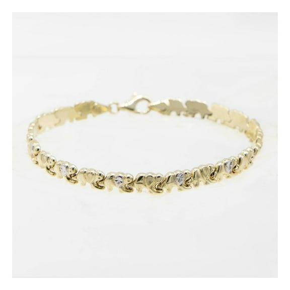 Diamond-Cut Elephant Stampato Women’s Adult Bracelet 14K Yellow White Gold, 5.63 Gr – Goldum NYC