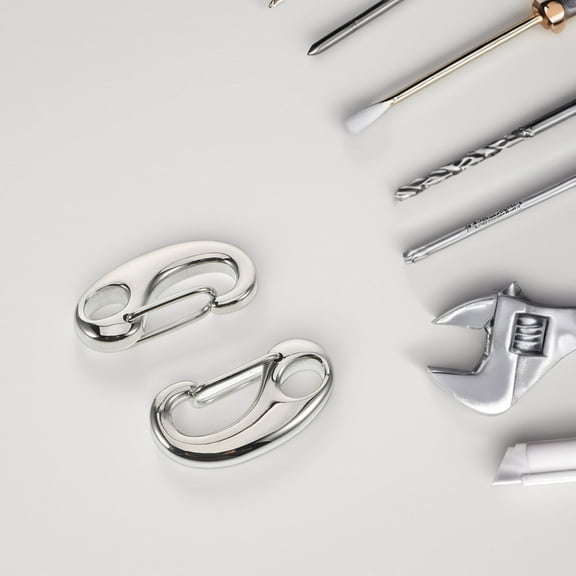 Minkissy 2Pcs Lobster Claw Keychain Stainless Steel Silver D Shaped Buckle for Fashion Accessories and DIY Projects