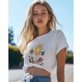 thumbnail image 4 of Cartoon Mushroom T Shirts for Women Short Sleeve Cotton Crewneck T-Shirt Flowers Sun Tee Tops Casual Basic T-Shirts, XS-5XL White 2XL, 4 of 7