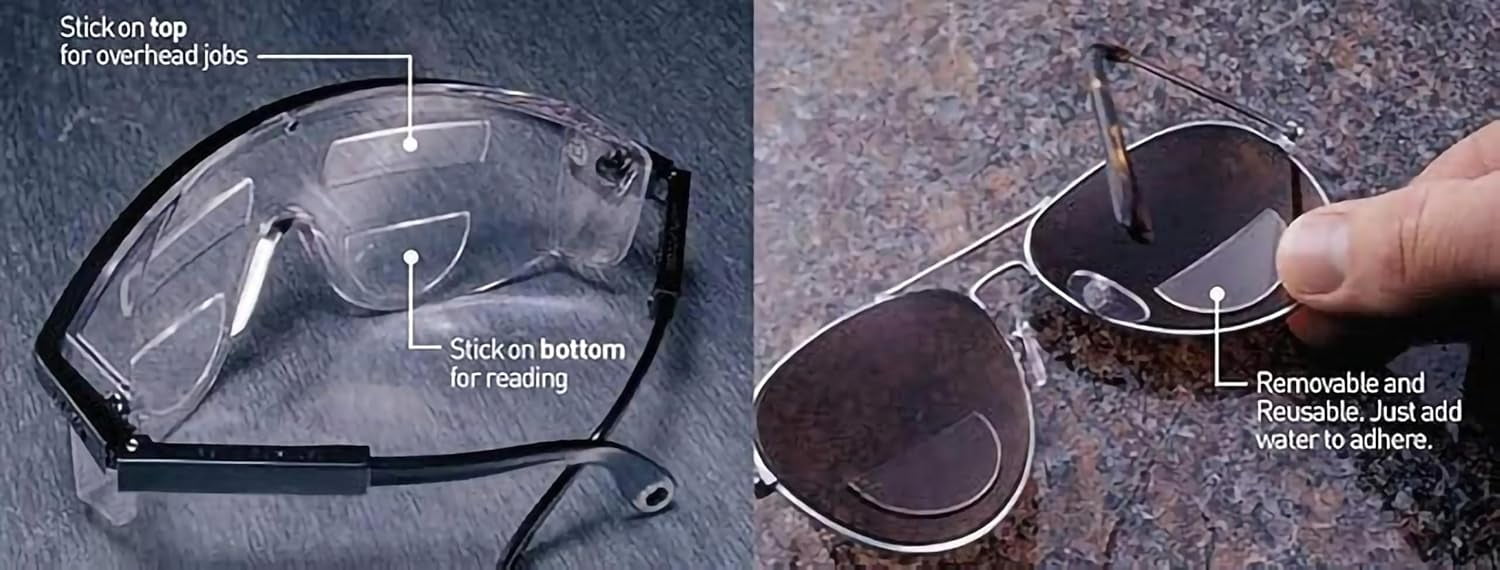 Hydrotac OPTX 20/20 Stick On Magnification Reusable Bifocal Lenses - +1.75 Diopter (Pack of 2)