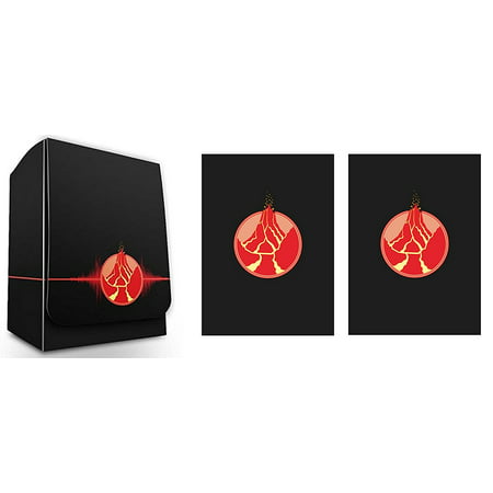 100 Double Matte Mat Sleeves Deck Protector Iconic Red Fire - Deck Box for (Best Sleeves For Double Sleeving Mtg)