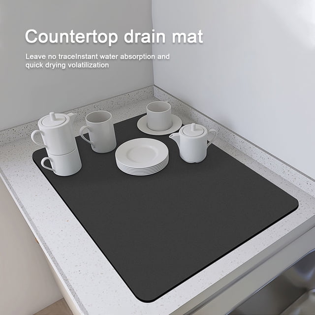 YAOMOBB Coffee Maker Mat Countertop Drying Mat Super Absorbent slip Foldable Large Rectangle Dish Bowl Plate Dinnerware Mat
