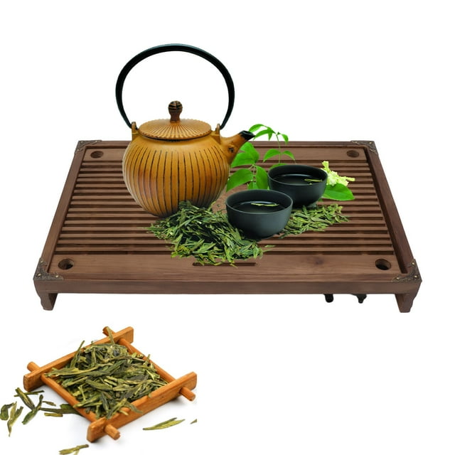 Gongfu Tea Tray, Chinese Wooden Tea Tray Water Storage Drainage Tea Serving Tray For Home Table Double Layer Japanese Tea Tray Office Table Tea Serving Tray