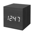 thumbnail image 1 of Digital Alarm Clock, Wood LED Light Mini Modern Cube Desk Alarm Clock Displays Time Date Temperature for Kids, Bedrooms, Home, Dormitory, Travel-Style 1, 1 of 9