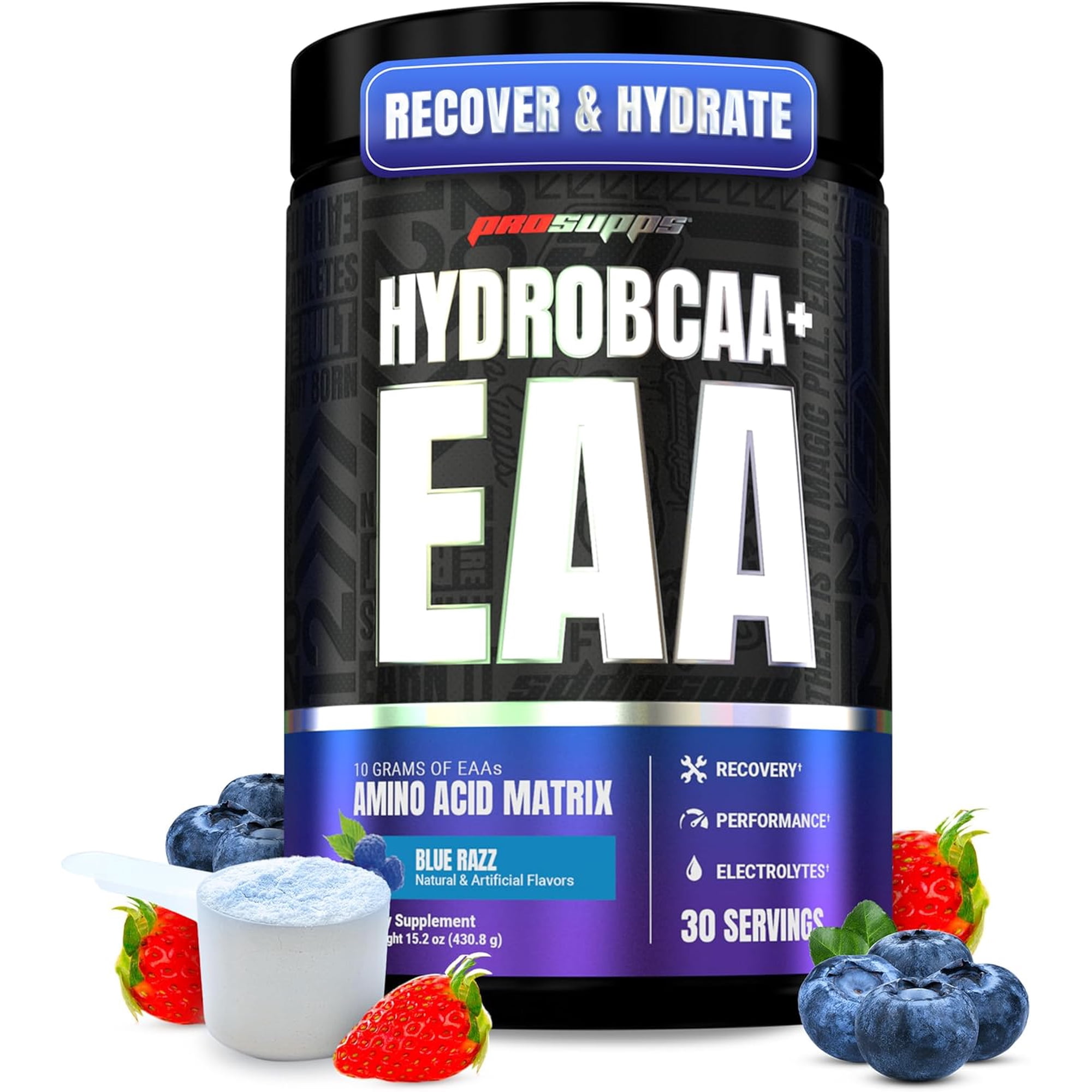 PROSUPPS HydroBCAA Essentials BCAA Powder (Blue Raspberry, 30 Servings)