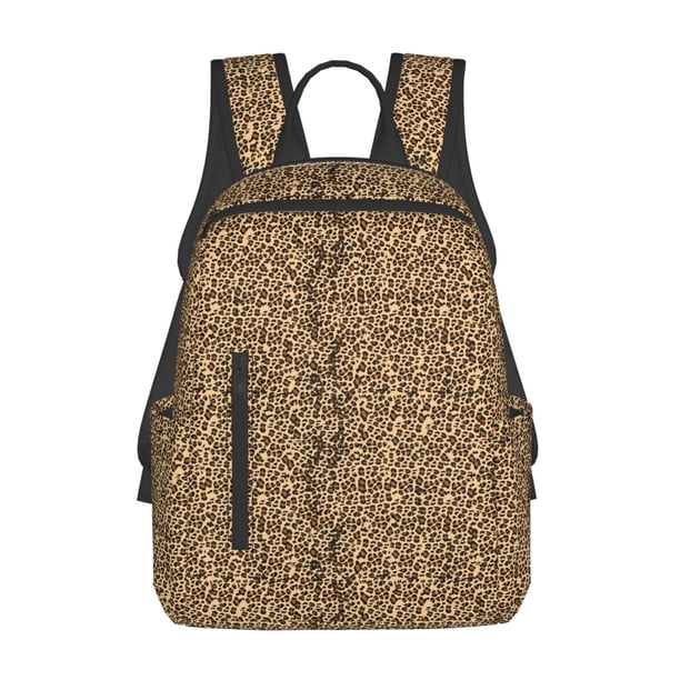 Disketp Leopard Print Brown Mochila Ligera e Impermeable, Mochila de Día Resistente para Viajes, Senderismo y Uso Diario para Hombre y Mujer