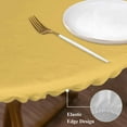 thumbnail image 4 of Solid Color Round Fitted Table Cover Yellow Waterproof Table Cloth with Elastic Edge Wipeable Tablecloth for Picnic Camping Party Fits 55"-60" Diameter, 4 of 8
