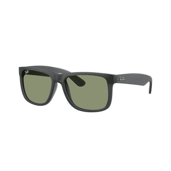 RAY-BAN RB4165 JUSTIN CLASSIC Square Shape Sunglasses Opal Grey Frame | Green Lens 55mm