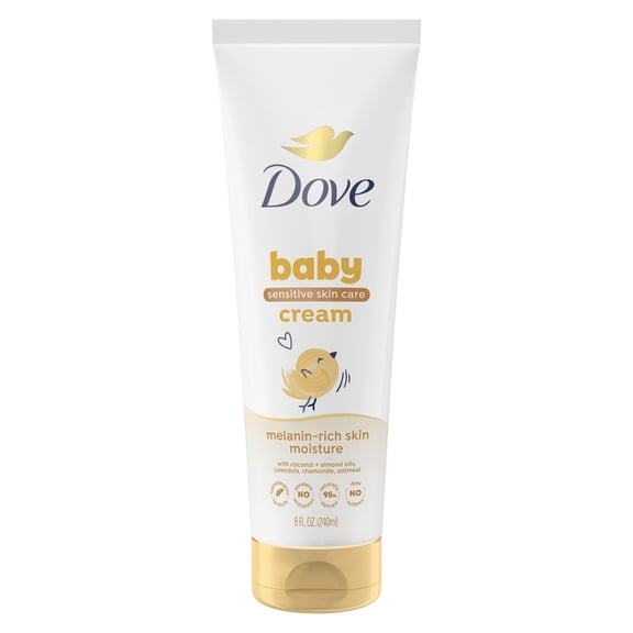 Baby Dove Sensitive Baby Cream Baby Skin Care Melanin-Rich Skin Nourishment Hypoallergenic and Non-Greasy, 8 Fl oz