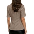 thumbnail image 4 of GERsome Blazers for Women Short Sleeve Lapel Open Front Business Casual Suit Jacket Work Blazer Khaki L, 4 of 7
