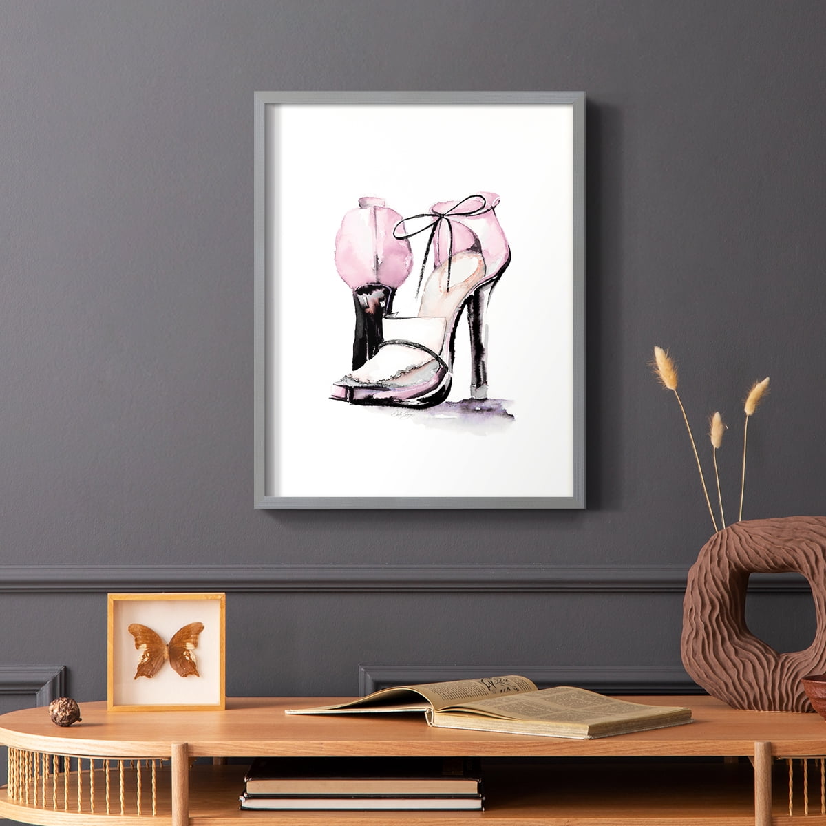 Loafer Heel in Gray Solid Wood 11 x 14 Framed Print