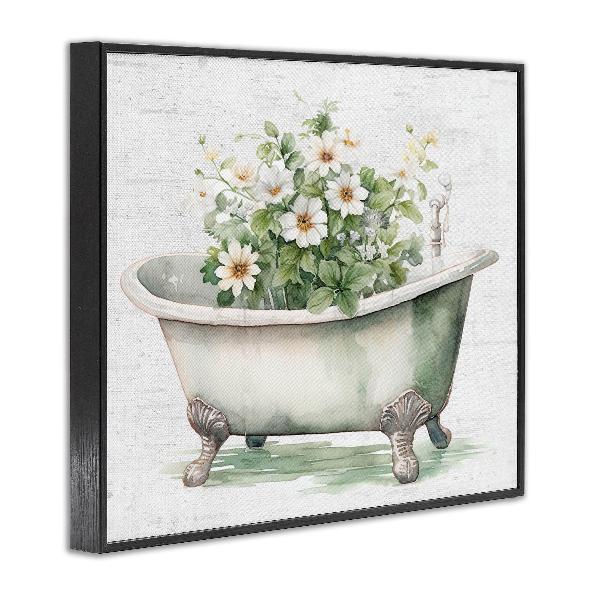 Boho Tub with Daisies Black Framed Giclee Art, design by Lettered and Lined