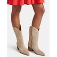 thumbnail image 2 of Time and Tru Women's Faux Suede Embroidered Western Boots, Wide Width Available, 2 of 6