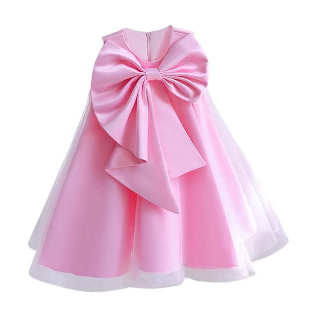 FAOWME Robe Enfant Fille Performance Robe Pompeuse Piano Performance Robe Enfants Rose Clair 4-5 Ans