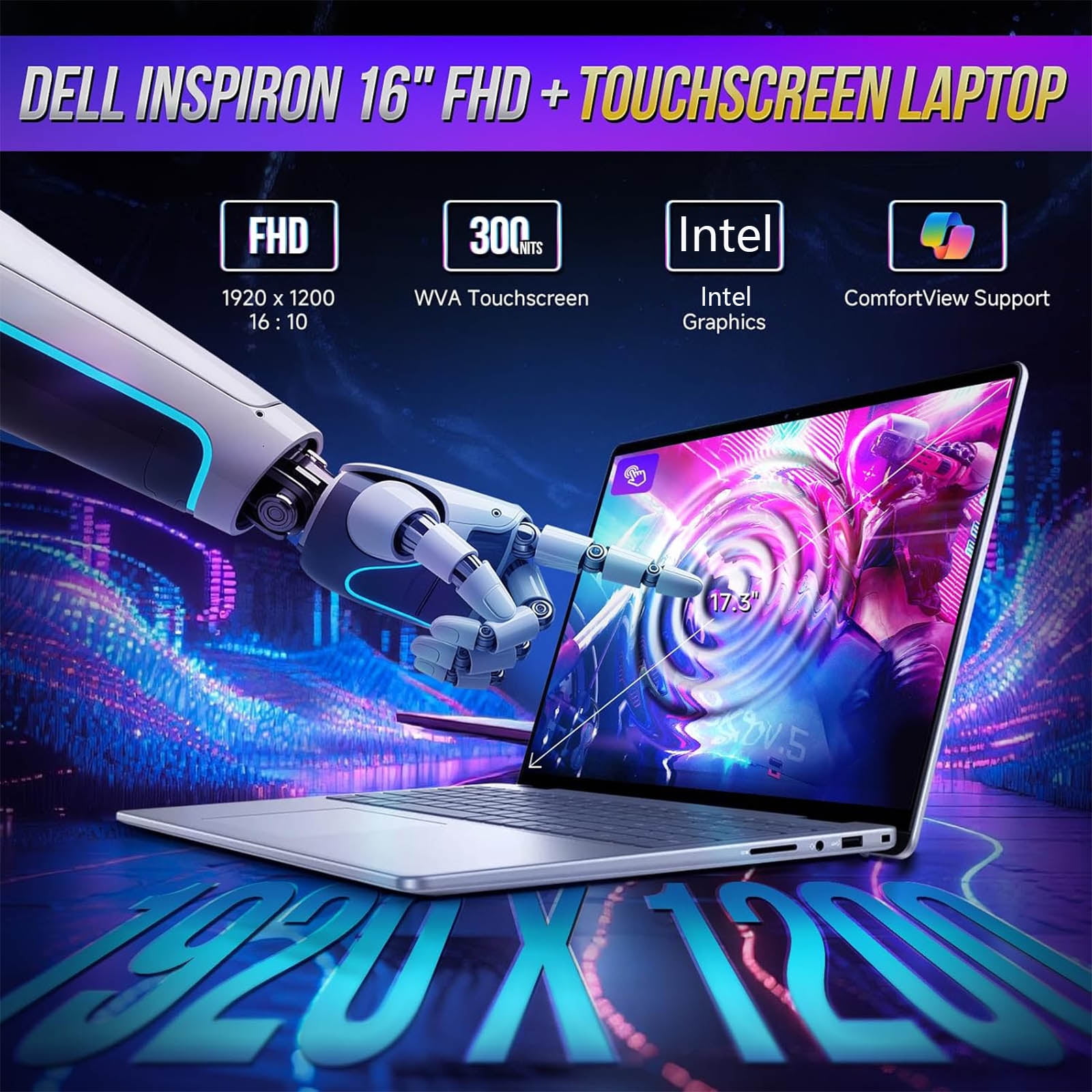 Dell inspiron 16 Laptop Touchscreen - Intel Core 7 150U Beat i7-1355U -16" FHD+ Touch -32GB RAM -1TB SSD -Windows 11 Office 365 -Backlit Keyboard -Copilot PC Portatil