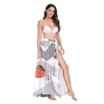thumbnail image 2 of FORMRS Womens Long Sarong Beach Wrap Semi-Sheer Bikini Skirt Bathing Swimsuit Cover Up, Snow Cartoon Houses, 2 of 7