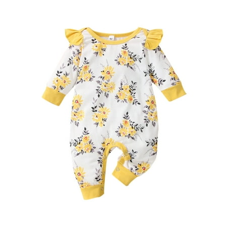 

Yuemengxuan Autumn Baby Girls Romper Long Sleeve Lace Splicing Casual Jumpsuit