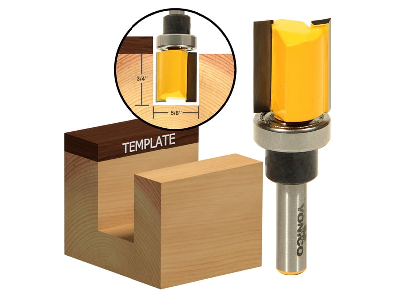 Flush Trim/Template Router Bit with Shank Bearing 5/8" x 3/4" Yonico Flush Trim/Template Router Bit with Shank Bearing 5/8" x 3/4" Yonico