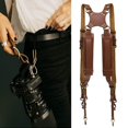 thumbnail image 5 of Camera Strap Leather Double Shoulder Leather Harness Strap Photography Gear for DSLR/SLR Camera (Br, 5 of 5
