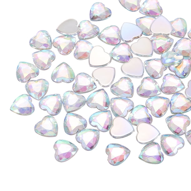 60 Pcs Acrílico Corazón Rhinestone 12mm Stickers de Gemas de Plástico para Manualidades, Multicolor