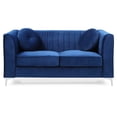 thumbnail image 2 of Passion Furniture Delray 65 in. Navy Blue Tuxedo Arm Velvet Loveseat with 2-Throw Pillow, 2 of 5