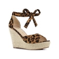 thumbnail image 1 of BLISSFUL STEP Sandales Espadrilles pour Femmes à Lacets avec Bride à la Cheville Léopard (Taille 9), 1 of 8
