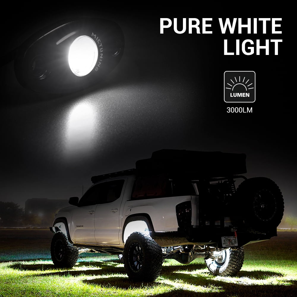 White KOYA Super Bright Rock Light Kits with 6 Pods Lights Under Vehicle Cars Interior and Exterior 