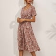 thumbnail image 4 of USSUMA Dresses For Women Party Casual,Women's Floral Summer Dress Short Sleeve V-Neck Knee-Length Dresses High Waist Boho Short Beach Party Sun Dress, 4 of 6