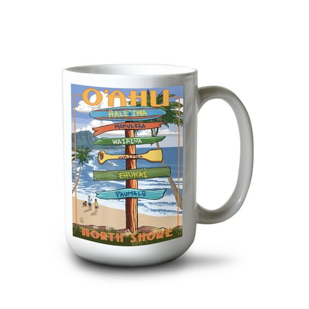 

15 fl oz Ceramic Mug North Shore Hale iwa Oahu Hawaii Destinations Sign Dishwasher & Microwave Safe
