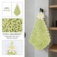 thumbnail image 3 of REGALWOVEN 2 Pack Cute Flower Chenille Hanging Hand Towels, Soft Absorbent, Quick Dry Decorative Towels for Kitchen, Bathroom Green 12" x 12", 3 of 7