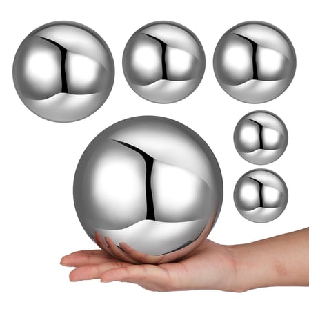 LOLIPPYY Set of 6 Stainless Steel Garden Gazing , Floating Reflective Metal Spheres for Outdoor Decor