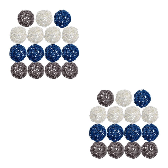 Ounissouiy 15/24Pc 5cm Bolas de ratán de mimbre Boda Fiesta de Navidad Negro Gris Blanco Type2