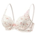 thumbnail image 2 of Floral Lace Push Up Bra Womens Cute Bow Underwire Adjustable Strap Thin Cup Breathable Bralette White XS, 2 of 6