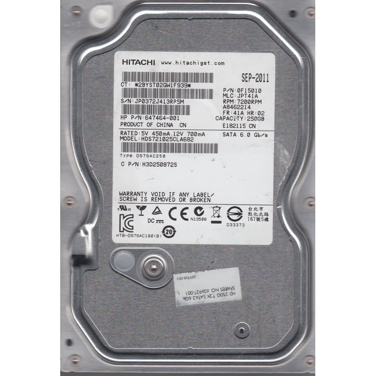 HDS721025CLA682, PN 0F15010, MLC JPT41A, Hitachi 250GB SATA 3.5