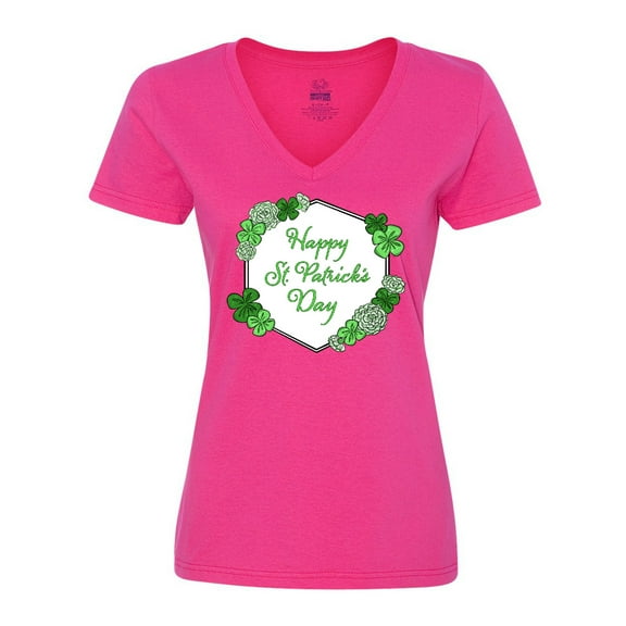 Inktastic Happy St. Patrick's Day Clovers Women's V-Neck T-Shirt