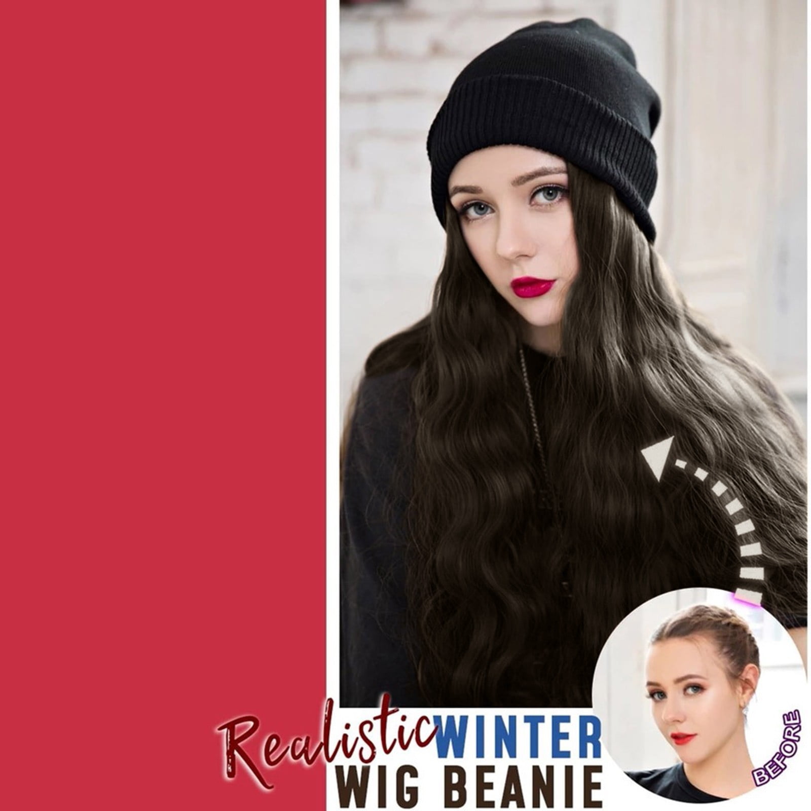 Long Curly Wig Hat Hooded Wig Winter Cap Caps Casual Women Wig Hats